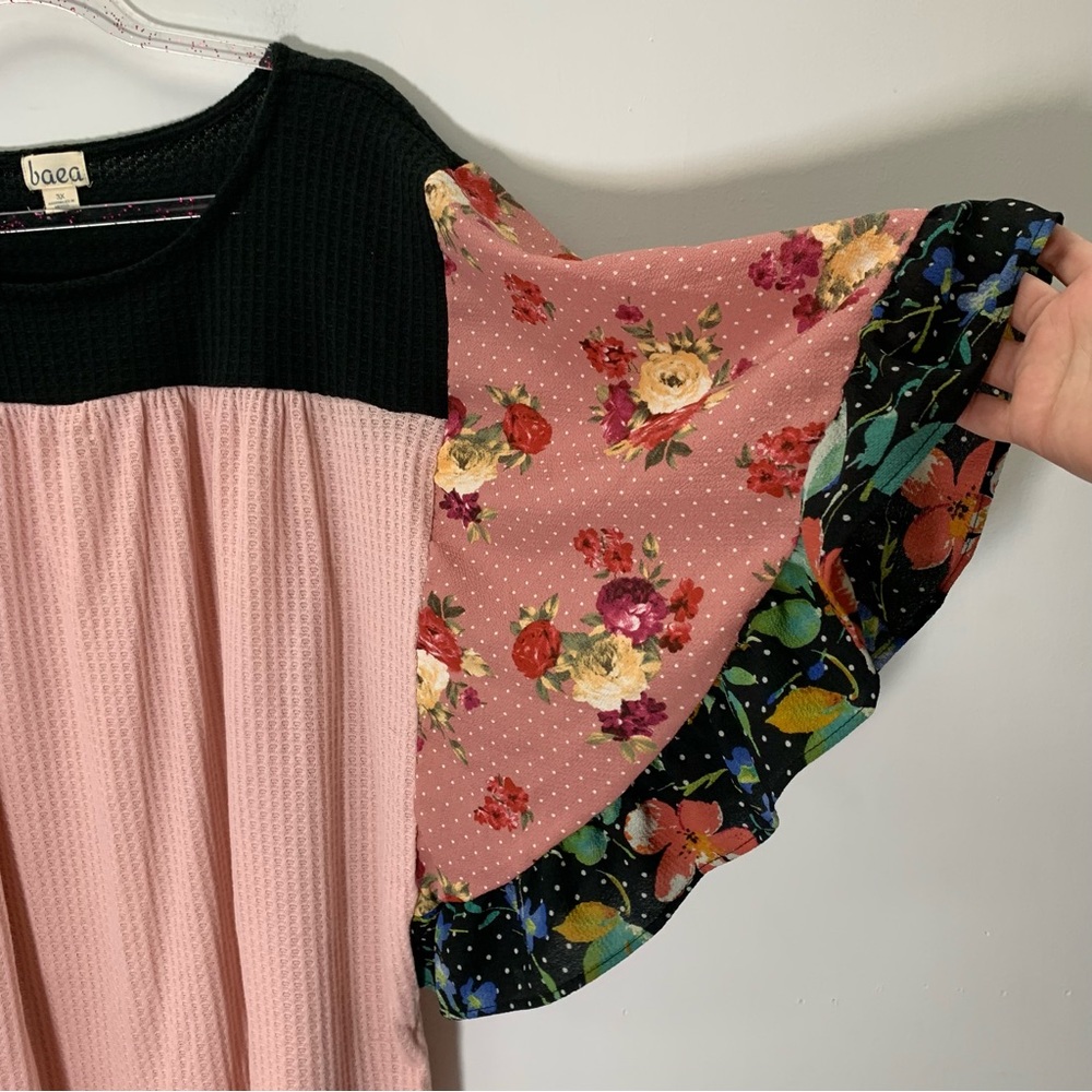 2 X $25 Baea Color Block Flutter Floral Sleeve Ru… - image 3